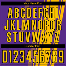 Load image into Gallery viewer, Custom Gold Purple-White Lines Sublimation Soccer Uniform Jersey