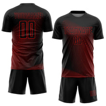 Load image into Gallery viewer, Custom Black Red Lines Sublimation Soccer Uniform Jersey