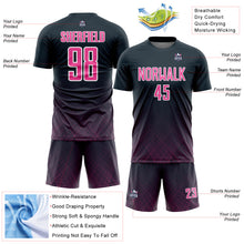 Load image into Gallery viewer, Custom Navy Pink-White Lines Sublimation Soccer Uniform Jersey