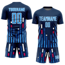 Load image into Gallery viewer, Custom US Navy Blue Sky Blue-White Lines Sublimation Soccer Uniform Jersey