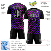 Load image into Gallery viewer, Custom Black Purple-Pink Lines Sublimation Soccer Uniform Jersey