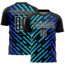 Load image into Gallery viewer, Custom Black Sky Blue-Royal Lines Sublimation Soccer Uniform Jersey