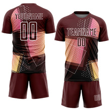 Load image into Gallery viewer, Custom Crimson White Geometric Shapes Sublimation Soccer Uniform Jersey