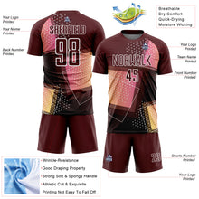 Load image into Gallery viewer, Custom Crimson White Geometric Shapes Sublimation Soccer Uniform Jersey
