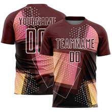 Load image into Gallery viewer, Custom Crimson White Geometric Shapes Sublimation Soccer Uniform Jersey