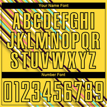 Load image into Gallery viewer, Custom Yellow Black Lines Sublimation Soccer Uniform Jersey