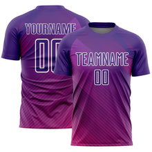 Load image into Gallery viewer, Custom Purple White Lines Sublimation Soccer Uniform Jersey