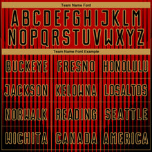 Load image into Gallery viewer, Custom Black Red-Old Gold Lines Sublimation Soccer Uniform Jersey