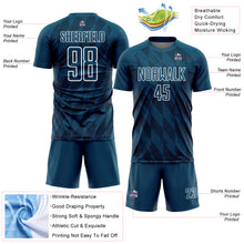Load image into Gallery viewer, Custom Navy White Geometric Shapes Sublimation Soccer Uniform Jersey