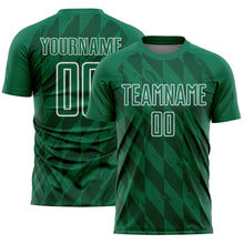 Load image into Gallery viewer, Custom Kelly Green White Geometric Shapes Sublimation Soccer Uniform Jersey