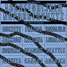 Load image into Gallery viewer, Custom Light Blue Black Lines And Dots Sublimation Soccer Uniform Jersey