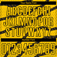 Load image into Gallery viewer, Custom Yellow Black Lines And Dots Sublimation Soccer Uniform Jersey