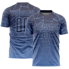 Load image into Gallery viewer, Custom Light Blue Gray Lines Sublimation Soccer Uniform Jersey