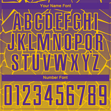 Load image into Gallery viewer, Custom Gold Purple Lines Sublimation Soccer Uniform Jersey