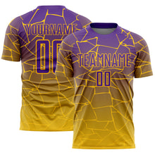 Load image into Gallery viewer, Custom Gold Purple Lines Sublimation Soccer Uniform Jersey