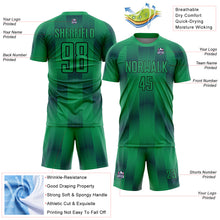 Load image into Gallery viewer, Custom Kelly Green Black Geometric Shapes Sublimation Soccer Uniform Jersey