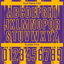 Load image into Gallery viewer, Custom Purple Gold Abstract Stripes Sublimation Soccer Uniform Jersey