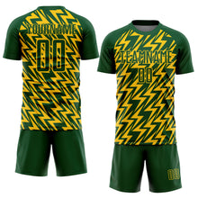 Load image into Gallery viewer, Custom Green Yellow Lightning Sublimation Soccer Uniform Jersey