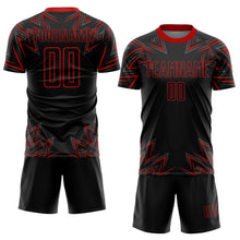 Load image into Gallery viewer, Custom Black Red Geometric Shapes Sublimation Soccer Uniform Jersey