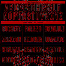 Load image into Gallery viewer, Custom Black Red Geometric Shapes Sublimation Soccer Uniform Jersey