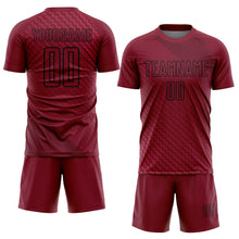 Load image into Gallery viewer, Custom Crimson Black Geometric Shapes Sublimation Soccer Uniform Jersey
