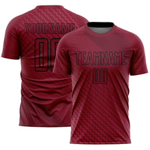 Load image into Gallery viewer, Custom Crimson Black Geometric Shapes Sublimation Soccer Uniform Jersey