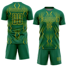 Load image into Gallery viewer, Custom Kelly Green Yellow Geometric Shapes Sublimation Soccer Uniform Jersey