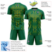 Load image into Gallery viewer, Custom Kelly Green Yellow Geometric Shapes Sublimation Soccer Uniform Jersey