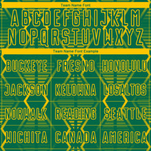 Load image into Gallery viewer, Custom Kelly Green Yellow Geometric Shapes Sublimation Soccer Uniform Jersey