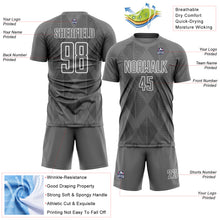Load image into Gallery viewer, Custom Gray White Geometric Shapes Sublimation Soccer Uniform Jersey