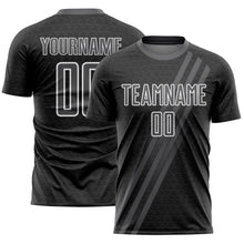 Load image into Gallery viewer, Custom Steel Gray White Diagonal Lines Sublimation Soccer Uniform Jersey