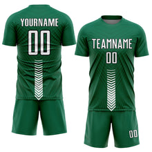 Load image into Gallery viewer, Custom Kelly Green White-Black Arrow Shapes Sublimation Soccer Uniform Jersey