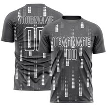 Load image into Gallery viewer, Custom Steel Gray White Geometric Shapes Sublimation Soccer Uniform Jersey