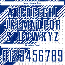 Load image into Gallery viewer, Custom Royal White Diagonal Lines Sublimation Soccer Uniform Jersey