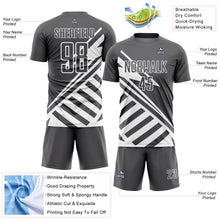 Load image into Gallery viewer, Custom Steel Gray White Lines Sublimation Soccer Uniform Jersey