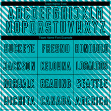 Load image into Gallery viewer, Custom Aqua Black Diagonal Lines Sublimation Soccer Uniform Jersey