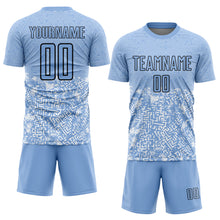 Load image into Gallery viewer, Custom Light Blue Black Geometric Shapes Sublimation Soccer Uniform Jersey