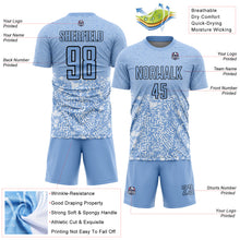 Load image into Gallery viewer, Custom Light Blue Black Geometric Shapes Sublimation Soccer Uniform Jersey