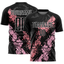 Load image into Gallery viewer, Custom Black Light Pink-Medium Pink Dripping Splatter Art Sublimation Soccer Uniform Jersey
