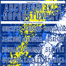 Load image into Gallery viewer, Custom Royal Light Yellow-White Dripping Splatter Art Sublimation Soccer Uniform Jersey