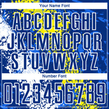 Load image into Gallery viewer, Custom Royal Light Yellow-White Dripping Splatter Art Sublimation Soccer Uniform Jersey