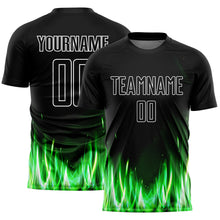 Load image into Gallery viewer, Custom Black White Flame Sublimation Soccer Uniform Jersey