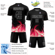 Load image into Gallery viewer, Custom Black White Flame Sublimation Soccer Uniform Jersey