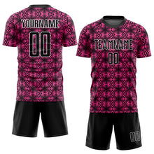 Load image into Gallery viewer, Custom Pink Black-White Geometric Shapes Sublimation Soccer Uniform Jersey