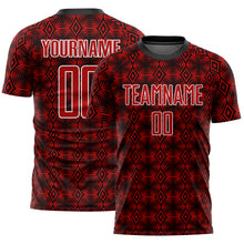 Load image into Gallery viewer, Custom Red Black-White Geometric Shapes Sublimation Soccer Uniform Jersey