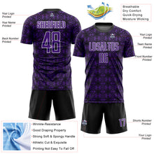 Load image into Gallery viewer, Custom Purple Black-White Geometric Shapes Sublimation Soccer Uniform Jersey