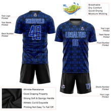 Load image into Gallery viewer, Custom Thunder Blue Black-White Geometric Shapes Sublimation Soccer Uniform Jersey