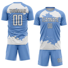 Load image into Gallery viewer, Custom Light Blue White-Black Abstract Fragment Art Sublimation Soccer Uniform Jersey