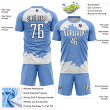 Load image into Gallery viewer, Custom Light Blue White-Black Abstract Fragment Art Sublimation Soccer Uniform Jersey