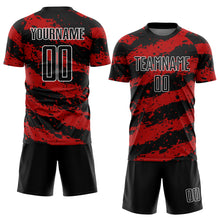 Load image into Gallery viewer, Custom Black Red-White Splash Sublimation Soccer Uniform Jersey